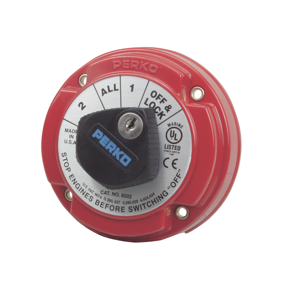 Switch Selector de Batería de Servicio Mediano con Bloqueo por Medio de Llave, para Sistemas Eléctricos Marinos
