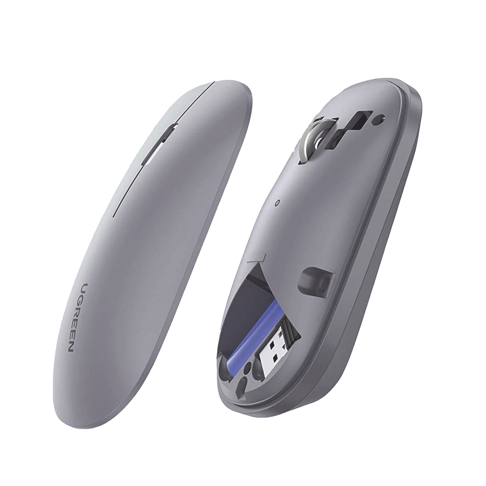 Mouse inalámbrico 2.4 GHz | Ultra Delgado y Silencioso | DPI 1000/1600/2000/4000 (Ajustable) | Alcance 10m | Scroll de Aluminio | Adaptable a diferentes superficies | Diseño suave al tacto | Contiene Receptor USB | Color Gris. - Image 3