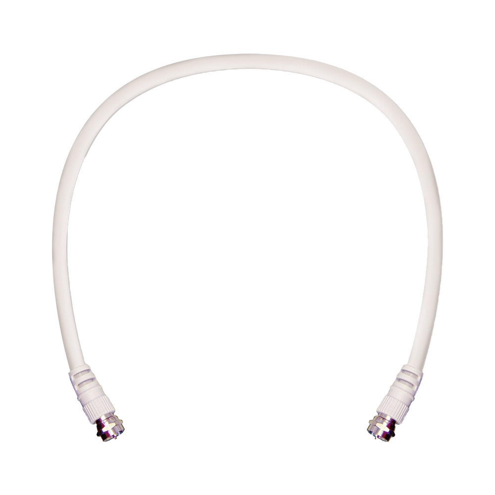 Jumper Coaxial con Cable Tipo RG-6 en Color Blanco de 60.96 Cent?metros (24 Pulgadas) de Longitud y Conectores F Macho en Ambos Extremos. 75 Ohm de Impedancia.