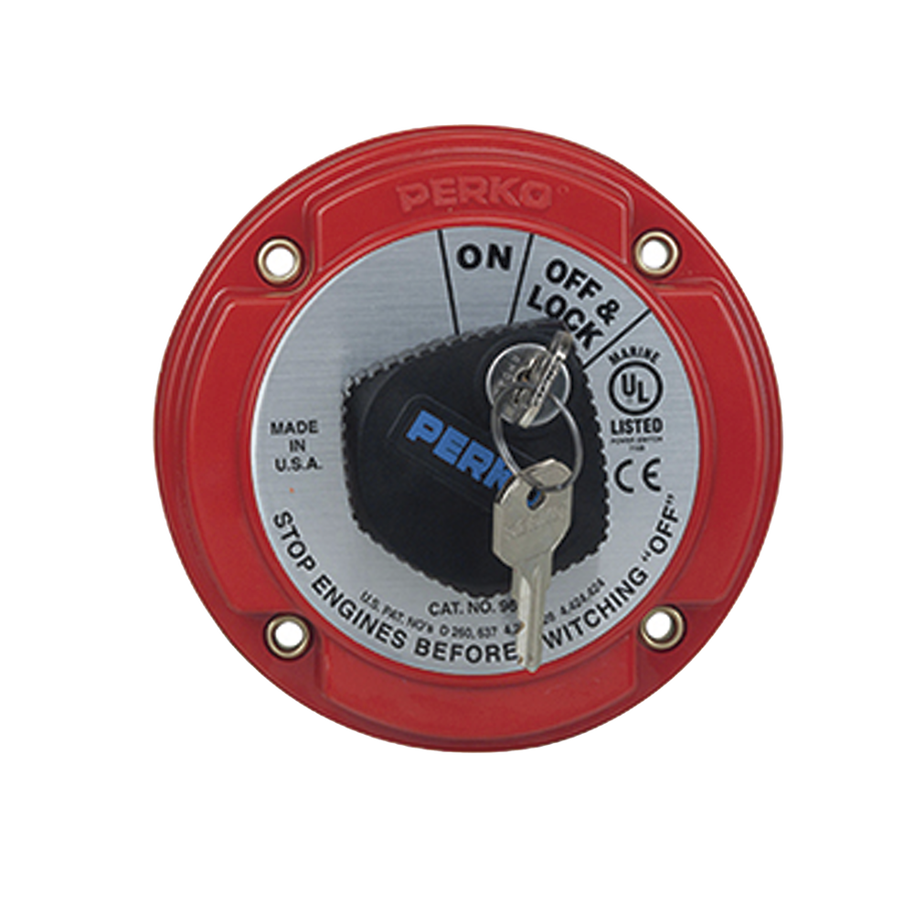 Interruptor Desconexión Batería Marina 9602, 250A Continuos, 360A Intermitentes, 6-32 VDC, Montaje Superficie, Terminales 5/16", Opciones Bloqueo Llave y Desconexión Campo Alternador