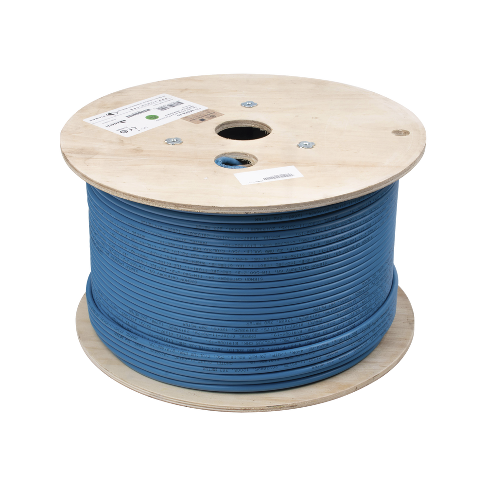 Bobina de Cable Blindado F/UTP de 4 Pares, Z-MAX, Cat6A, Soporte de Aplicaciones 10GBase-T, CMR (Riser), Color Azul, 305 Metros (1000 Pies) - Image 4