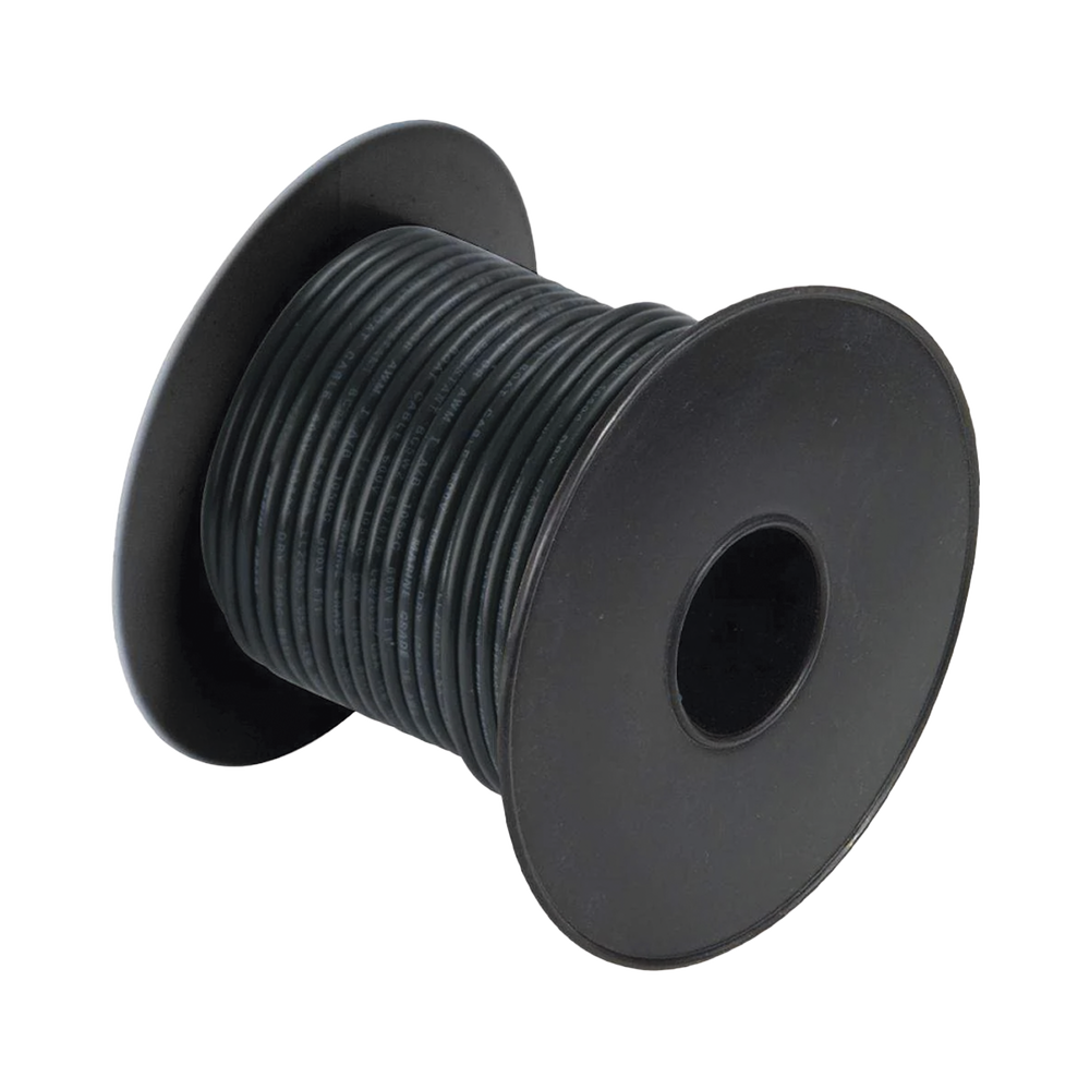 Rollo de cable grado marino calibre 16 en color negro de 100 pies (30.48 m).