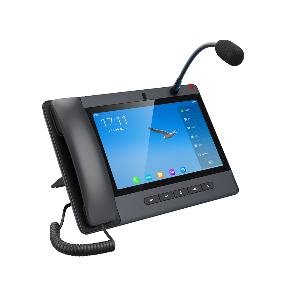 Teléfono IP Android 9.0 Empresarial para voceo 20 líneas SIP, pantalla táctil, Wi-Fi y Bluetooth, PoE, Voceo/ Musica por Multicast, puertos Gigabit, soporta recepción de video. - Image 3