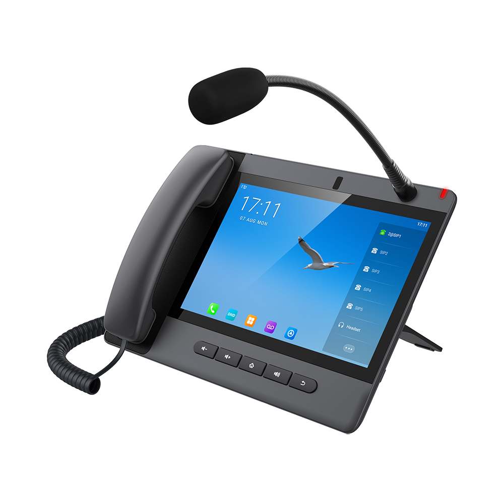 Teléfono IP Android 9.0 Empresarial para voceo 20 líneas SIP, pantalla táctil, Wi-Fi y Bluetooth, PoE, Voceo/ Musica por Multicast, puertos Gigabit, soporta recepción de video. - Image 2