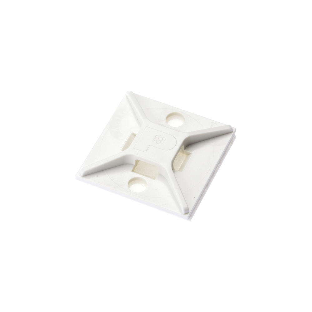 Montaje-Sujetador Para Cable de 4 Vías, con Adhesivo, 25.4 x 25.4mm (1in x 1in), Color Blanco, Uso en Interior, 1 pieza
