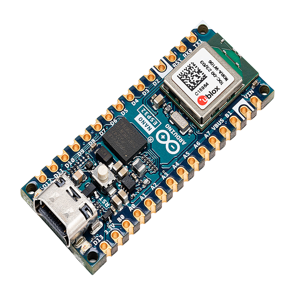 Placa Desarrollo Arduino Nano ESP32 / Microcontrolador ESP32-S3 Dual-Core 240 MHz / Wi-Fi 4 802.11 b/g/n + Bluetooth LE 5.0 / 16 MB Flash Externa + 8 MB PSRAM / Compatibilidad Arduino Cloud + MicroPython / USB-C + Conectividad IoT