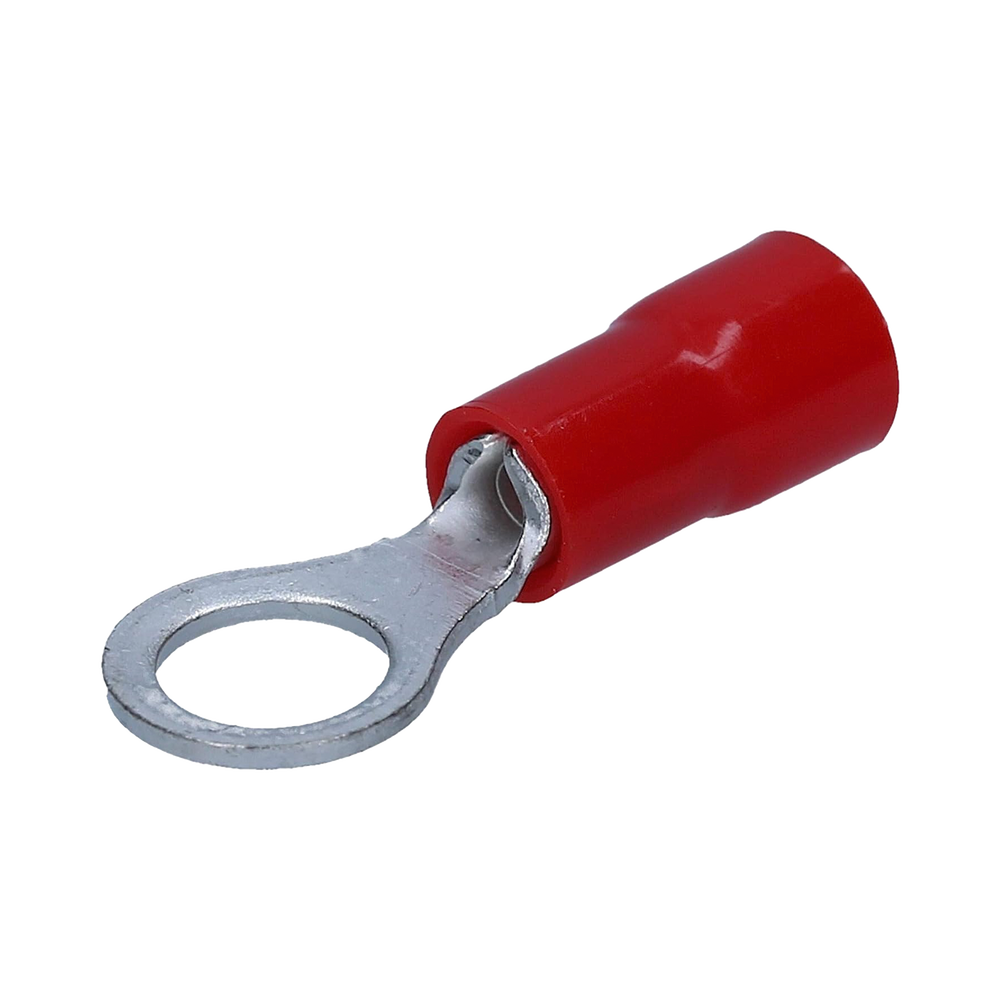 Terminal tipo ojo / 1 / 4 " / 22 - 16 AWG / Rojo / Paquete de 25 piezas.