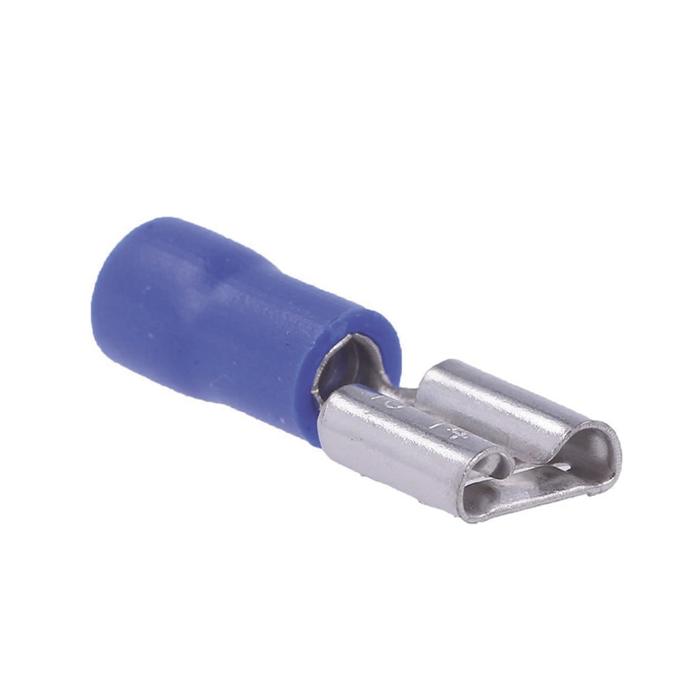 Terminal tipo hembra aislada 0.250 / 16 - 14 AWG / Azúl / Para baterías con terminal F1 / Paquete de 25 piezas. - Image 2