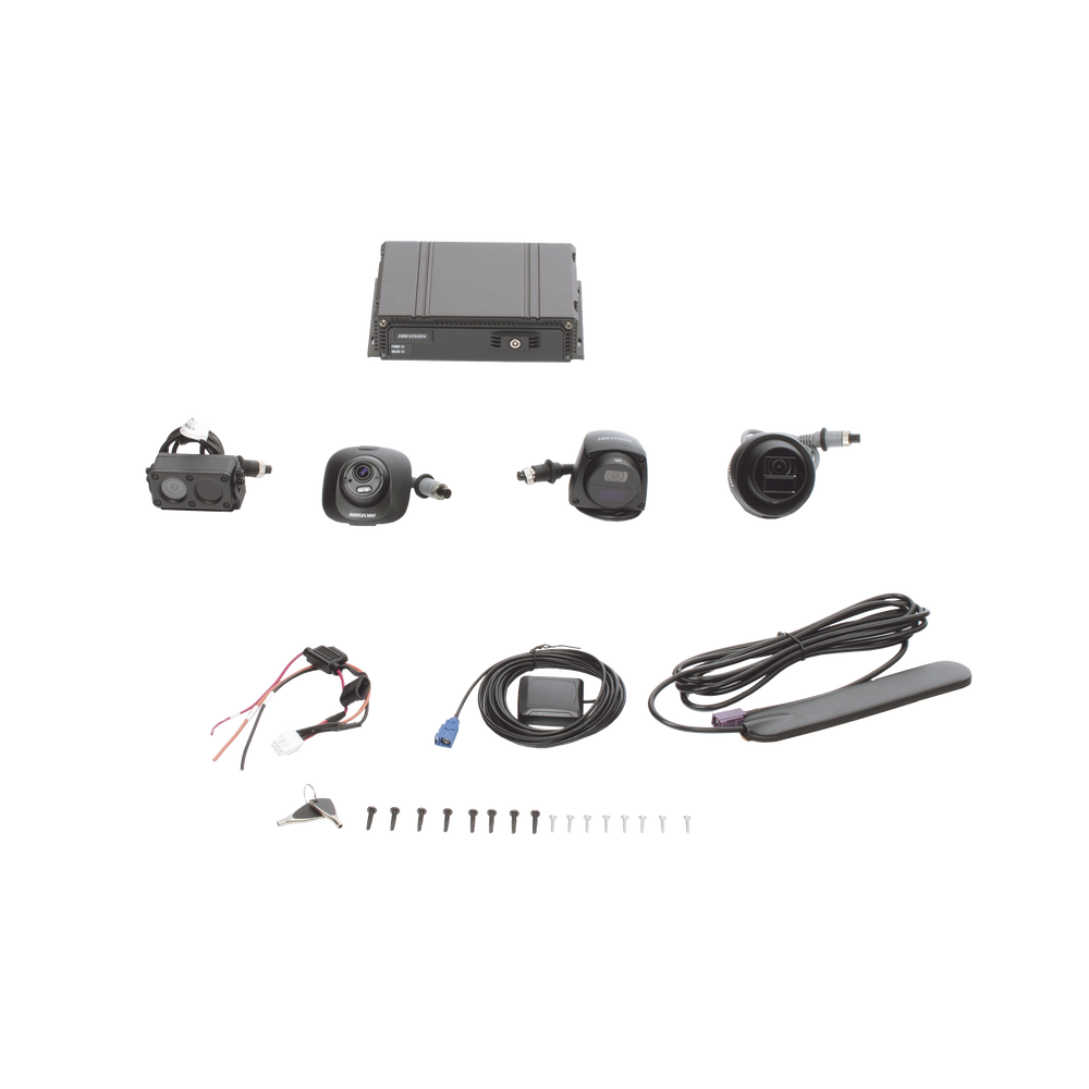 Kit DVR Móvil 1080P / Incluye 4 Cámaras TURBOHD 1080P / Modulo 4G y GPS / Soporta Memoria SD / Visualización por Hik-Connect Teams