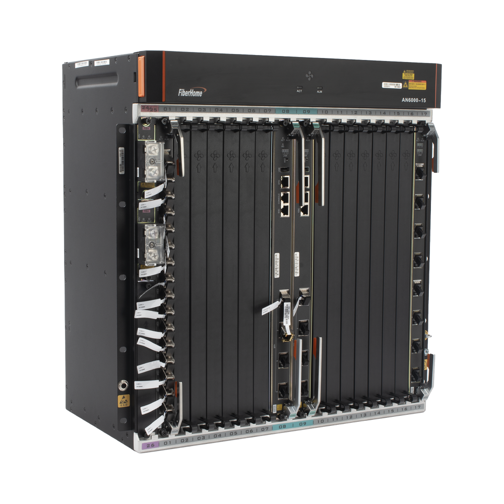 OLT Carrier Class Modular GPON, 14 Ranuras de Servicio, Incluye 1 Tarjeta de Servicio, Doble fuente -48Vcc, 11 UR, Gestión por UNM2000, CLI, Incluye Instalación de software UNM2000, (Interoperabilidad con ONU´s de Terceros sin Costo)