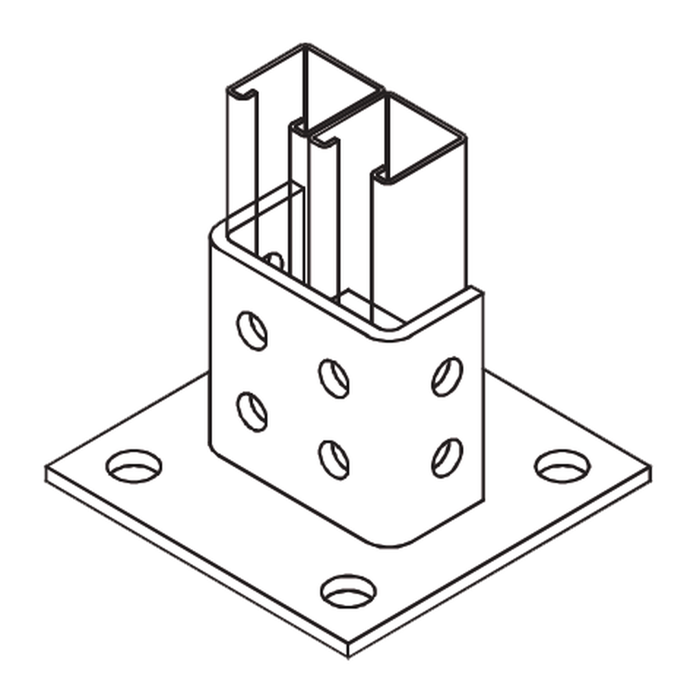 Base Cuadrada con 4 perforaciones para Perfil Doble. - Image 2
