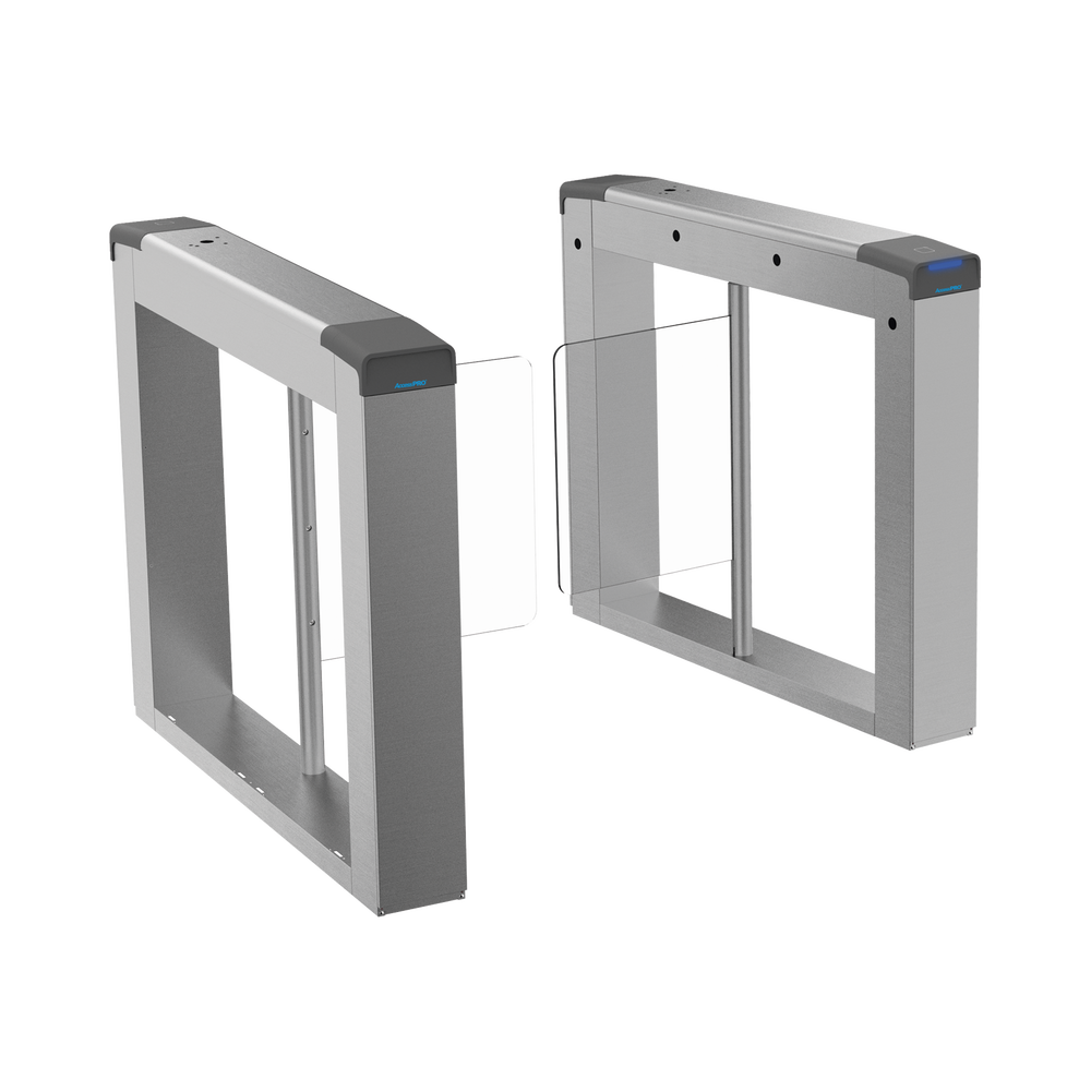 Torniquete Swing para EXTERIOR / Compatible con Reconocimiento Facial / Carril de 90 cms / Acero Inoxidable SUS304 / Motor Brushless / Capacidad 20-60 Personas por Minuto / 3,000,000 MCBF / Perforaciones listas para montaje DS-KAB6ZU1 No Incluido