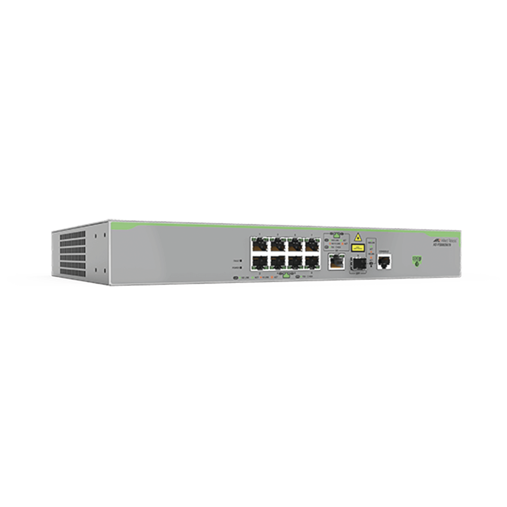 Switch Administrable CentreCOM FS980M, Capa 3 de 8 Puertos 10/100 Mbps + 1 puertos RJ45 Gigabit/SFP Combo