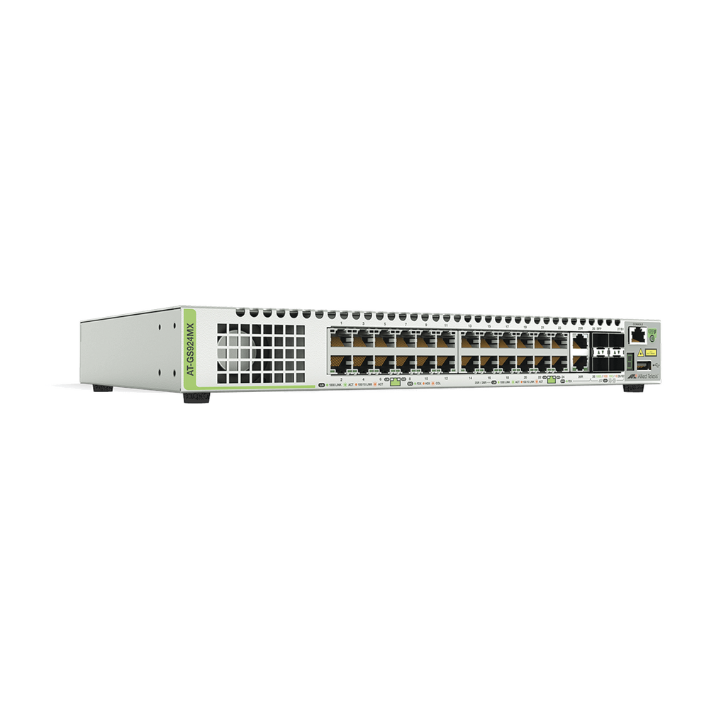 Switch Stackeable Capa 3, 24 puertos 10/100/1000 Mbps + 2 puertos SFP Combo + 2 puertos SFP+ 10 G Stacking