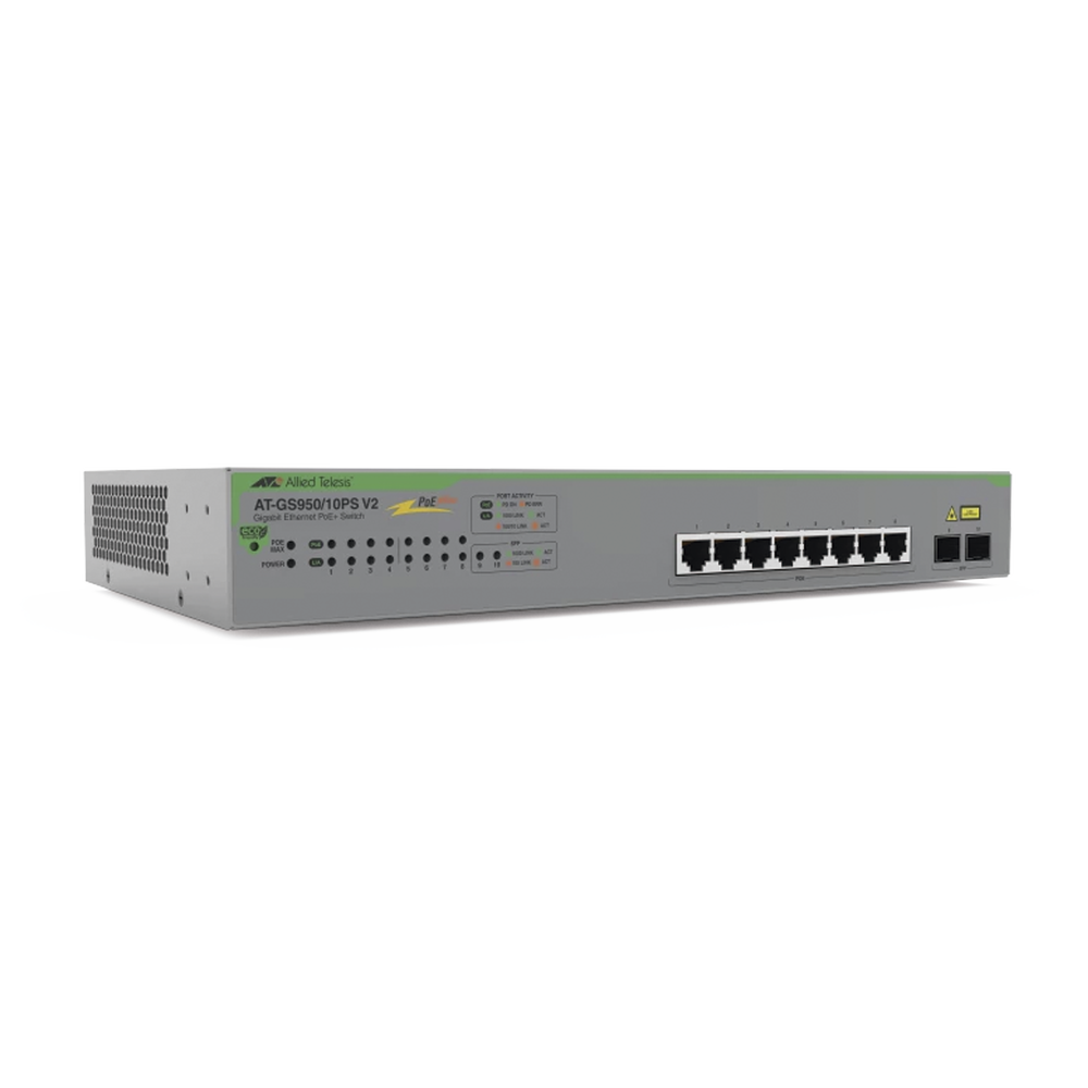 Switch PoE+ Gigabit WebSmart de 10 puertos 10/100/1000 Mbps (2 x Combo) + 2 puertos gigabit SFP (Combo), 75 W