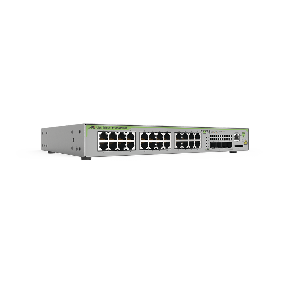 Switch Administrable CentreCOM GS970M, Capa 3 de 24 Puertos 10/100/1000 Mbps + 4 SFP Gigabit