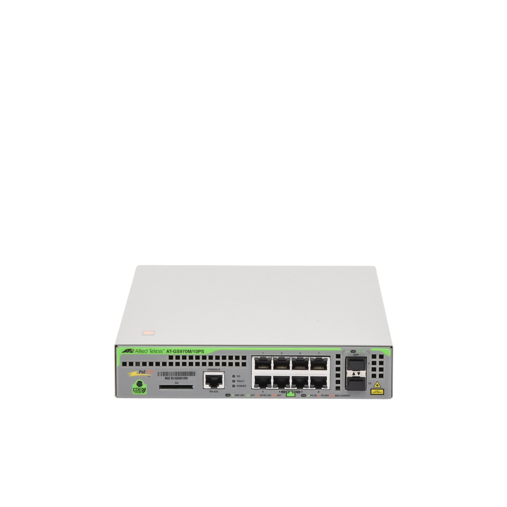 Switch PoE+ Administrable CentreCOM GS970M, Capa 3 de 8 Puertos 10/100/1000 Mbps + 2 SFP Gigabit, 124 W - Image 2