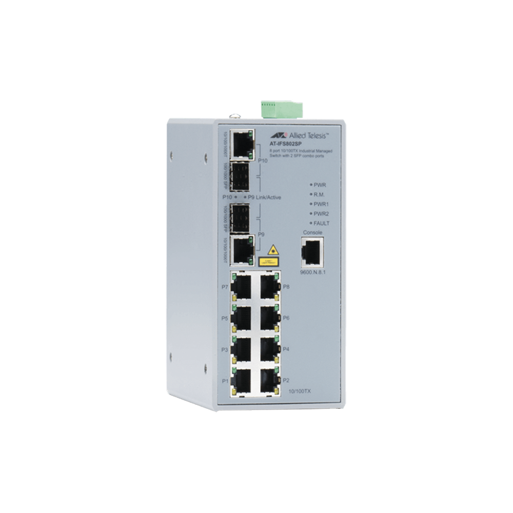 Switch Industrial Administrable de 8 Puertos 10/100 Mbps + 2 Puertos SFP Combo