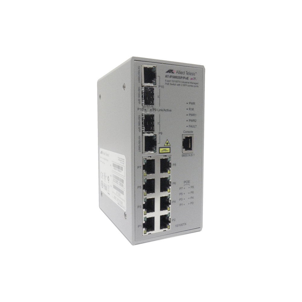 Switch Industrial PoE Administrable de 8 Puertos 10/100 Mbps + 2 Puertos SFP Combo, 120 W