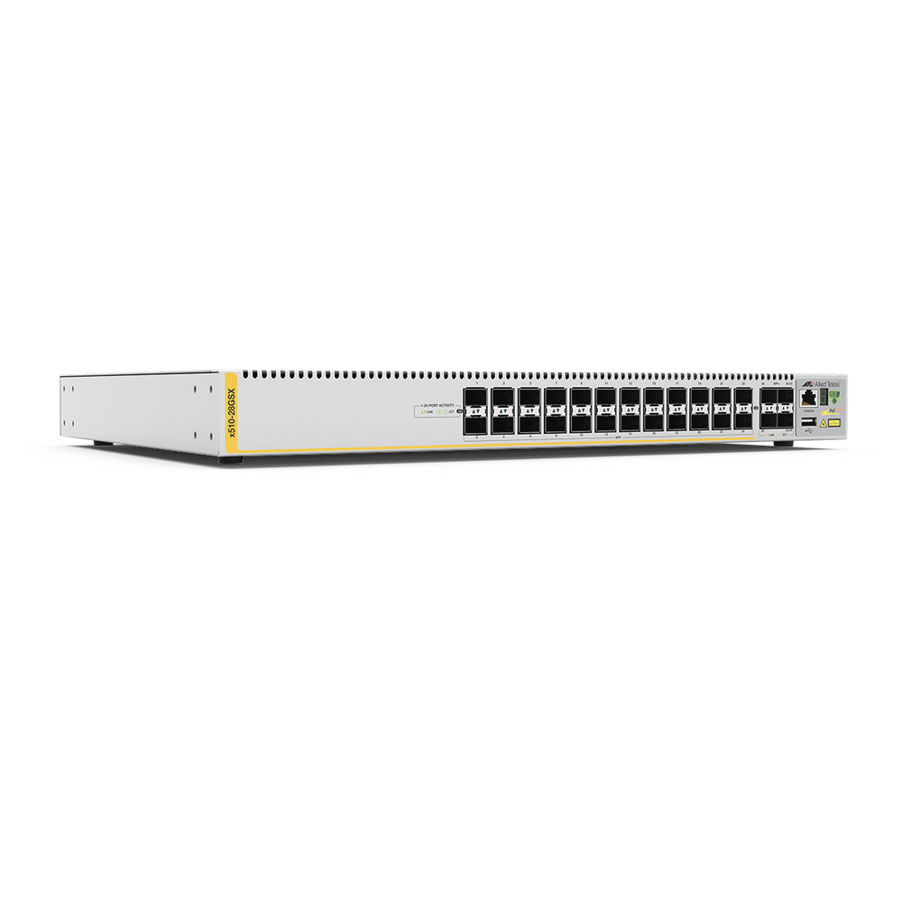 Switch Stackeable Capa 3, 24 puertos SFP Gigabit + 4 puertos SFP+ 10 G, fuente redundante