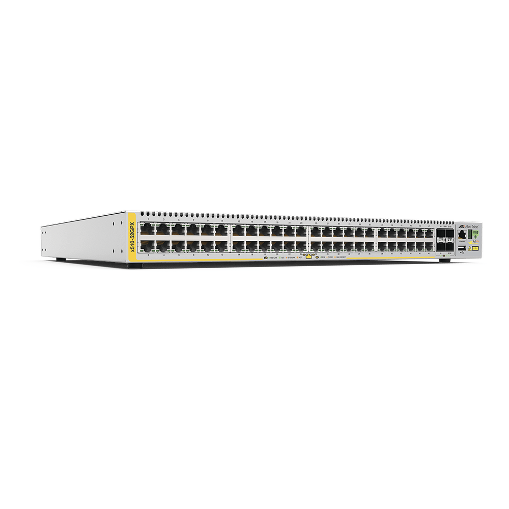 Switch PoE+ Stackeable Capa 3, 48 puertos 10/100/1000 Mbps + 4 puertos SFP+ 10 G, 370 W, fuente redundante