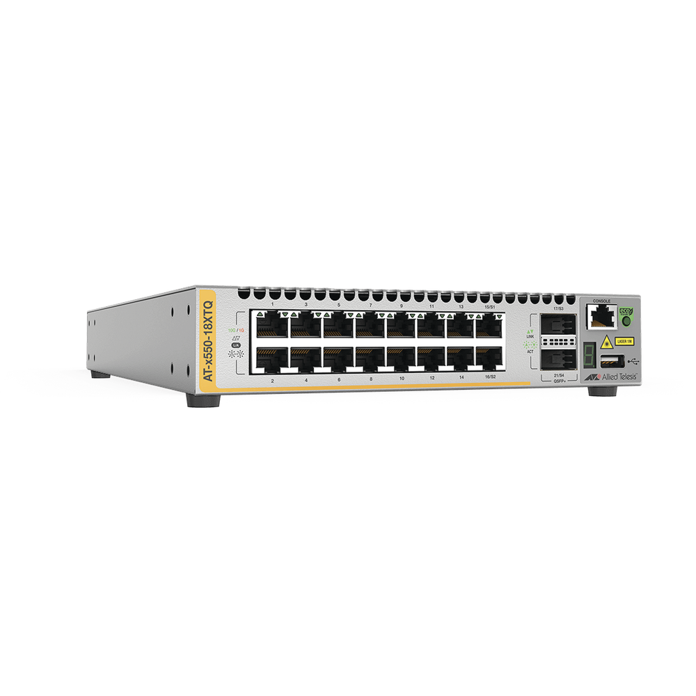 Switch Stackeable Inteligente 10 Gigabit Capa 3, 16 puertos 10 G BaseT + 2 puertos 40 G QSFP