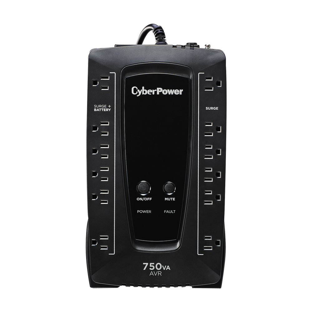 UPS de 750 VA/450 W, Topología Línea Interactiva, Entrada 120 Vca NEMA 5-15P, Tipo Gabinete Compacto, Con 12 Tomas NEMA 5-15R