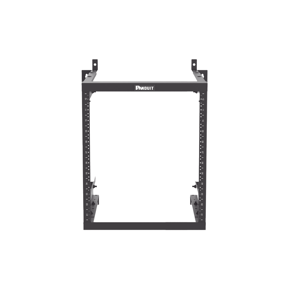 Rack PanZone® de Montaje en Pared, de 19in, Profundidad Ajustable, Rieles Numerados y Roscados #12-24, 12 UR, Color Negro - Image 2