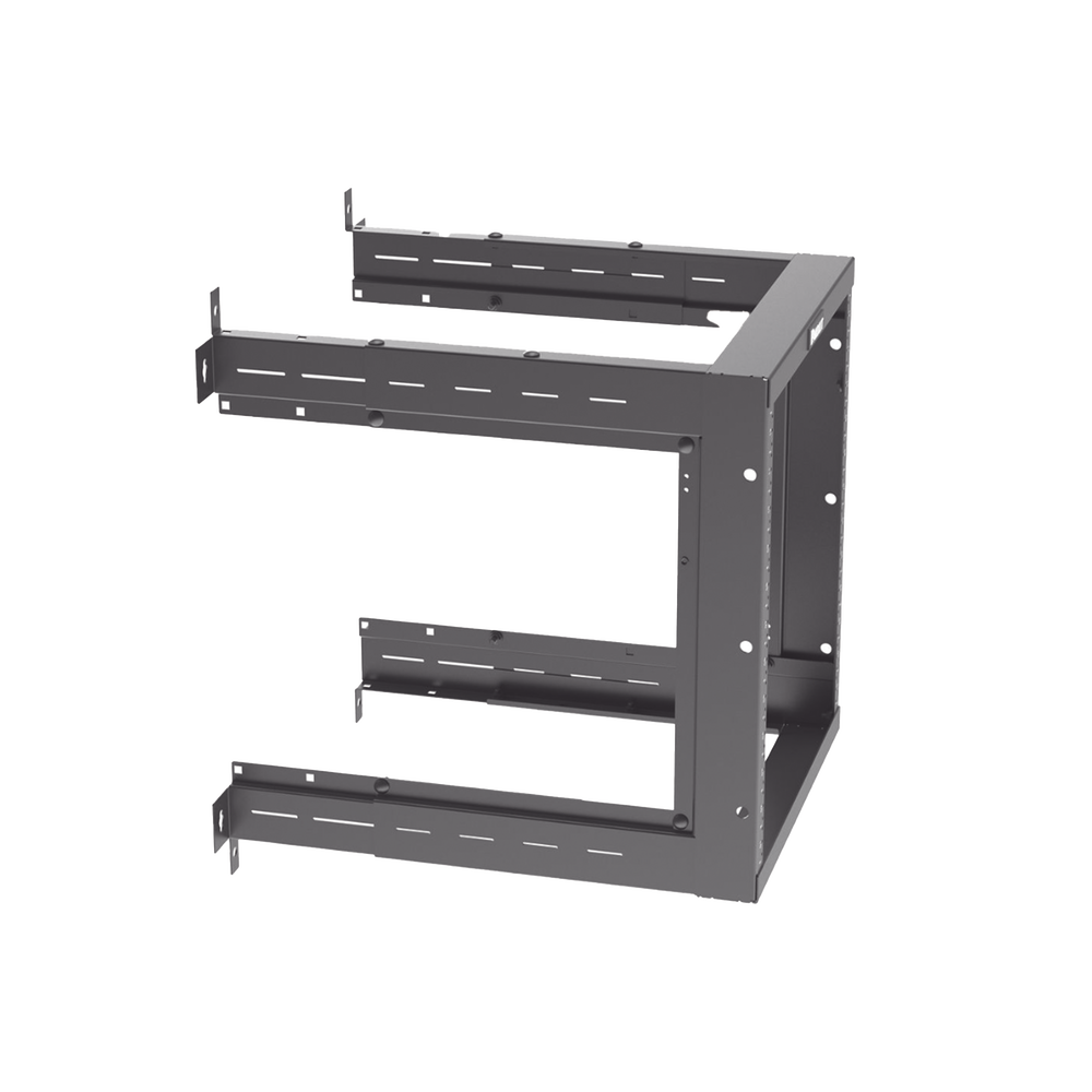 Rack PanZone® de Montaje en Pared, de 19in, Profundidad Ajustable, Rieles Numerados y Roscados #12-24, 12 UR, Color Negro - Image 4