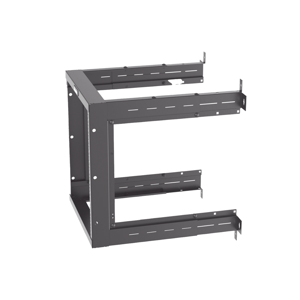 Rack PanZone® de Montaje en Pared, de 19in, Profundidad Ajustable, Rieles Numerados y Roscados #12-24, 12 UR, Color Negro - Image 3
