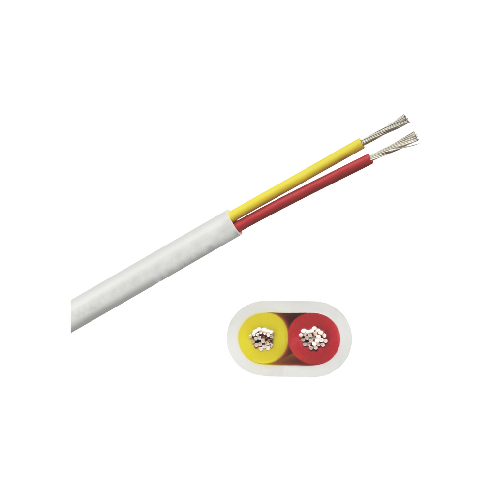 Rollo de cable plano grado marino calibre 16, de 2 conductores (rojo y amarillo) de 100 pies (30.48 m).
