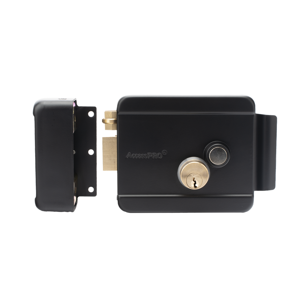 Cerradura Eléctrica con Botón de Salida / Incluye Llave / Exterior / Izquierda / Color Negro - Image 2