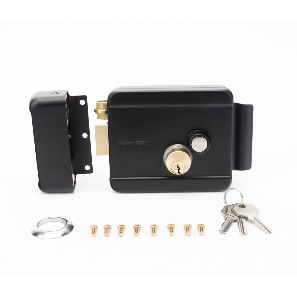 Cerradura Eléctrica con Botón de Salida / Incluye Llave / Exterior / Izquierda / Color Negro - Image 3