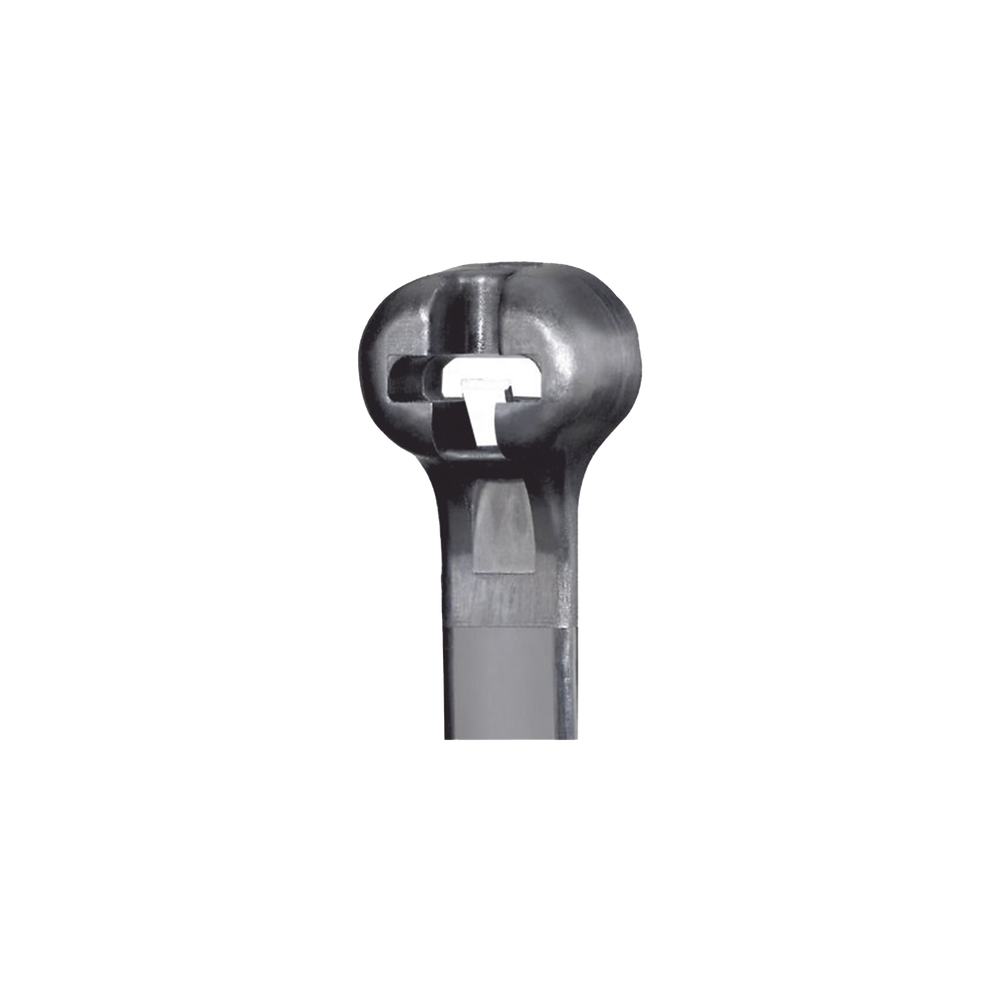 Cincho de Nylon 6.6 Dome-Top®, Con Lengüeta de Bloqueo de Acero Inoxidable, 620 mm largo x 7mm ancho, Color Negro, Exterior Resistente a Rayos UV, Paquete de 100pz