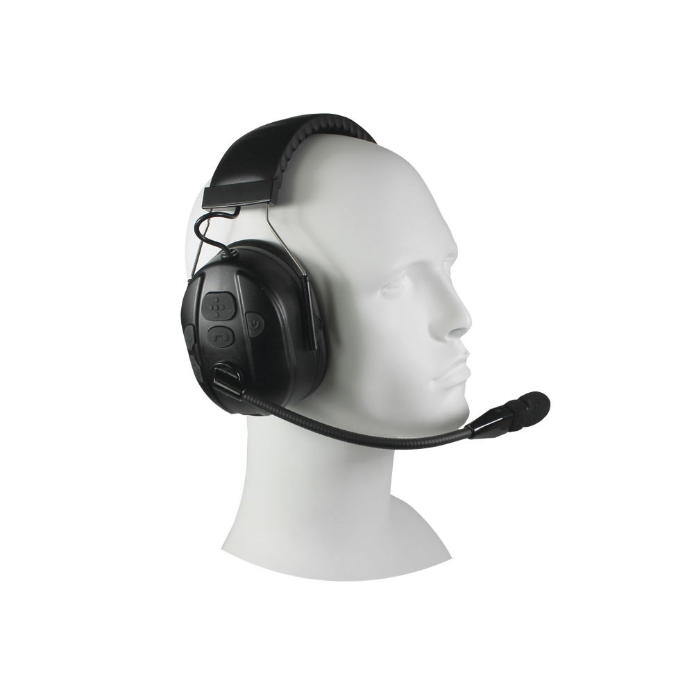 Audífonos inalámbricos Bluetooth con diadema rígida por arriba de la cabeza compatible con adaptadores PRYME BLU, radio y dispositivos bluetooth, con función de PTT y para contestar celulares.