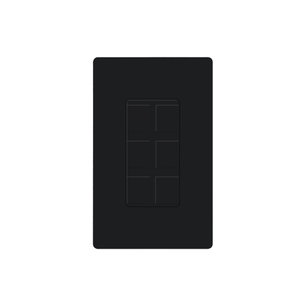 Placa de 6 puertos color negro