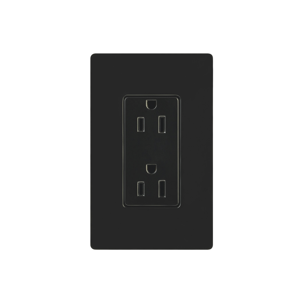 Tomacorriente, receptaculo convencional 120V, 15A, color negro.