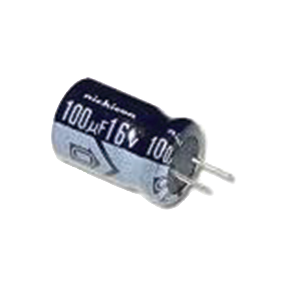 Capacitor Electrolítico de Aluminio, Radial de 100 µFd, 16 Vcc, 105 °C, 5.0 x 11 mm.