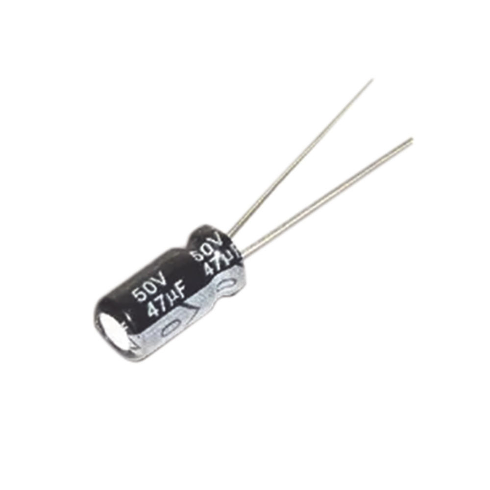 Capacitor Electrolítico de Aluminio, Radial de 47 µFd, 50 Vcc, 105 °C, 6.3 x 11 mm.