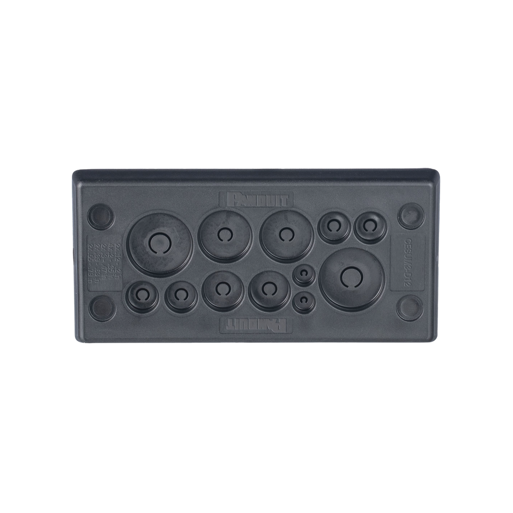 Pasacables Rectangular de Membrana, IP66, 3.39" x 1.42", 12 orificios, para Cables no Terminados. Color Negro