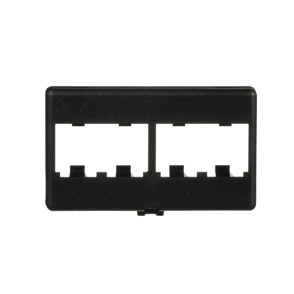 Placa de Mobiliario Modular Est?ndar, Salidas Para 4 Puertos Mini-Com, Color Negro