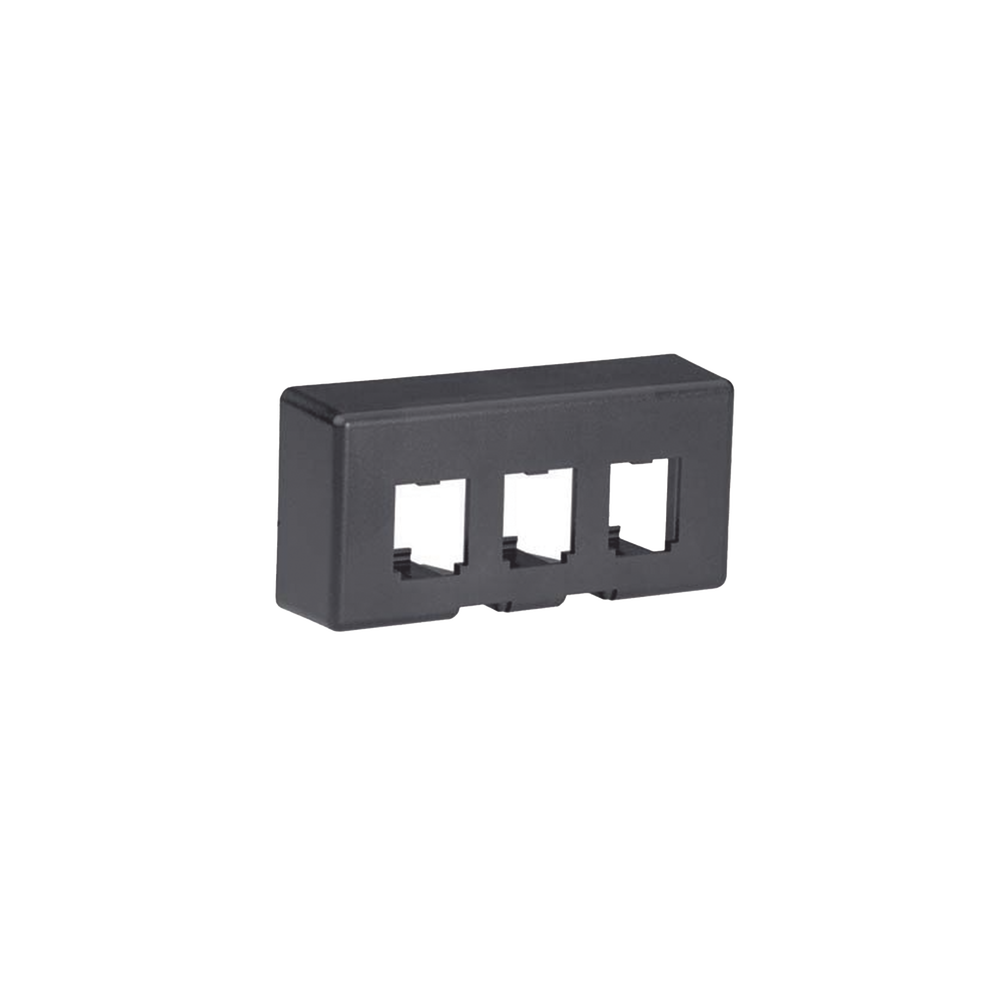 Placa de Mobiliario Modular Est?ndar, Salidas Para 3 Puertos Mini-Com, Color Negro
