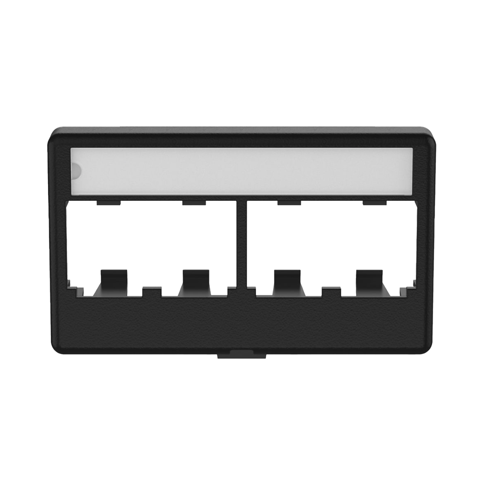 Placa de Mobiliario Modular Est?ndar, Salidas Para 4 Puertos Mini-Com, Con Espacio Para Etiquetas, Color Negro