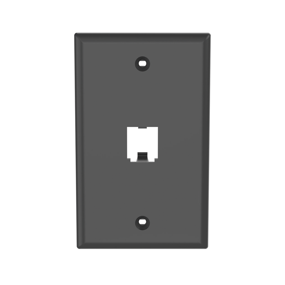 Placa de Pared Vertical Cl?sica, Salida Para 1 Puerto Mini-Com, Color Negro