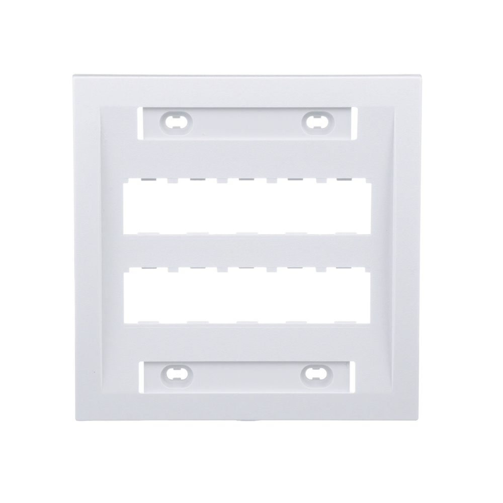 Placa de Pared Vertical Ejecutiva, Salida Para 10 Puertos Mini-Com, Con Espacios Para Etiquetas, Color Blanco
