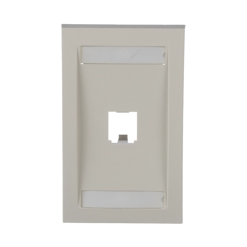 Placa de Pared Vertical Ejecutiva, Salida Para 1 Puerto Mini-Com, Con Espacios Para Etiquetas, Color Blanco Mate