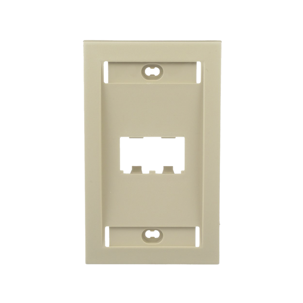 Placa de Pared Vertical Ejecutiva, Salida Para 2 Puertos Mini-Com, Con Espacios Para Etiquetas, Color Marfil