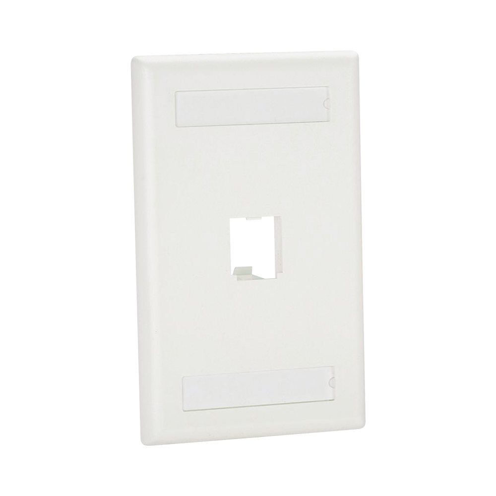 Placa de Pared Vertical Cl?sica, Salida Para 1 Puerto Mini-Com, Con Espacios Para Etiquetas, Color Blanco