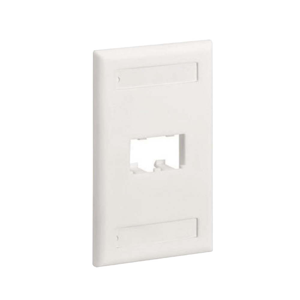 Placa de Pared Vertical Cl?sica, Salida Para 2 Puertos Mini-Com, Con Espacios Para Etiquetas, Color Blanco Mate