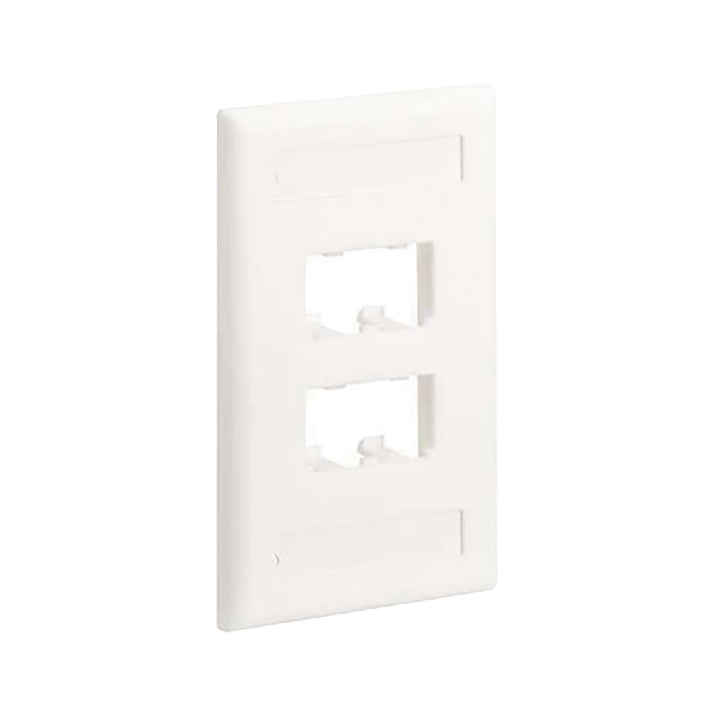 Placa de Pared Vertical Cl?sica, Salida Para 4 Puertos Mini-Com, Con Espacios Para Etiquetas, Color Blanco Mate